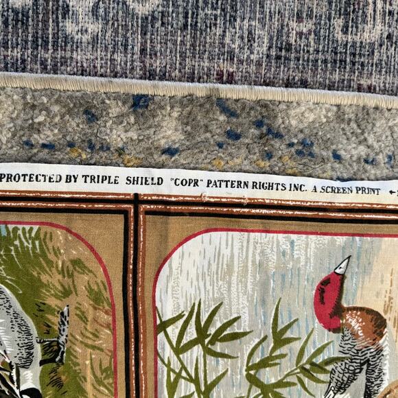 Vintage 70s Screen Printed Ducks Panel Fabric 21 Blocks Quilting Sewing Remnants - Picture 6 of 9